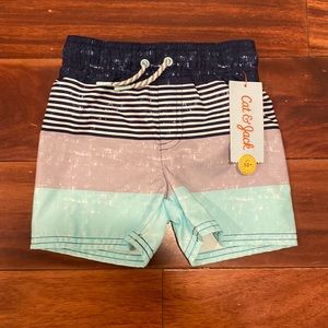 NWT Cat & Jack baby boy swim trunks - 12 months